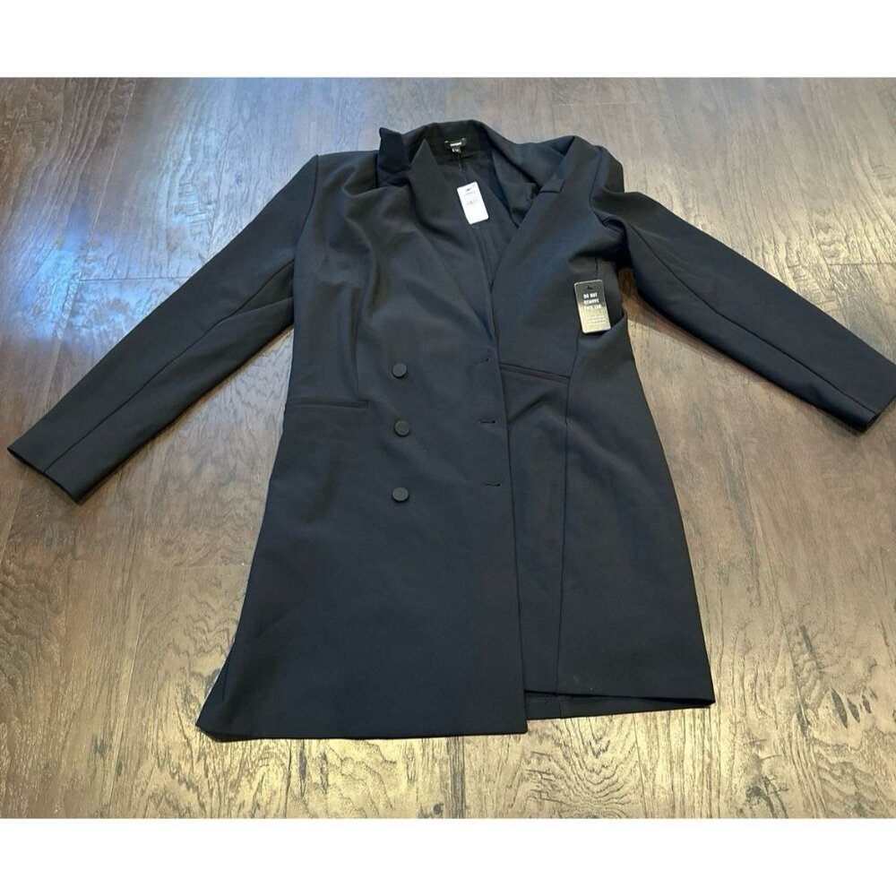 Nwt Express Men's black Topcoat plush collar - xl
